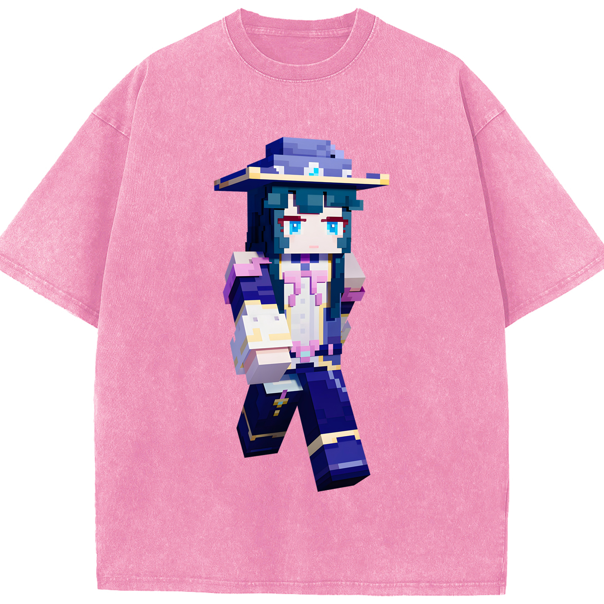 （画像用） マインクラフト ブロックの世界 Minecraft MC Block world 綿100% ヴィンテージ風 半袖Tシャツ（フロントプリント）
